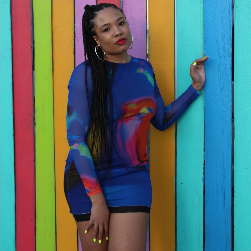 Zara Blue/Multi Party Dress